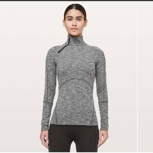 Lululemon Brisk Running 1/4 Zip Coco Pique Black White Size Small